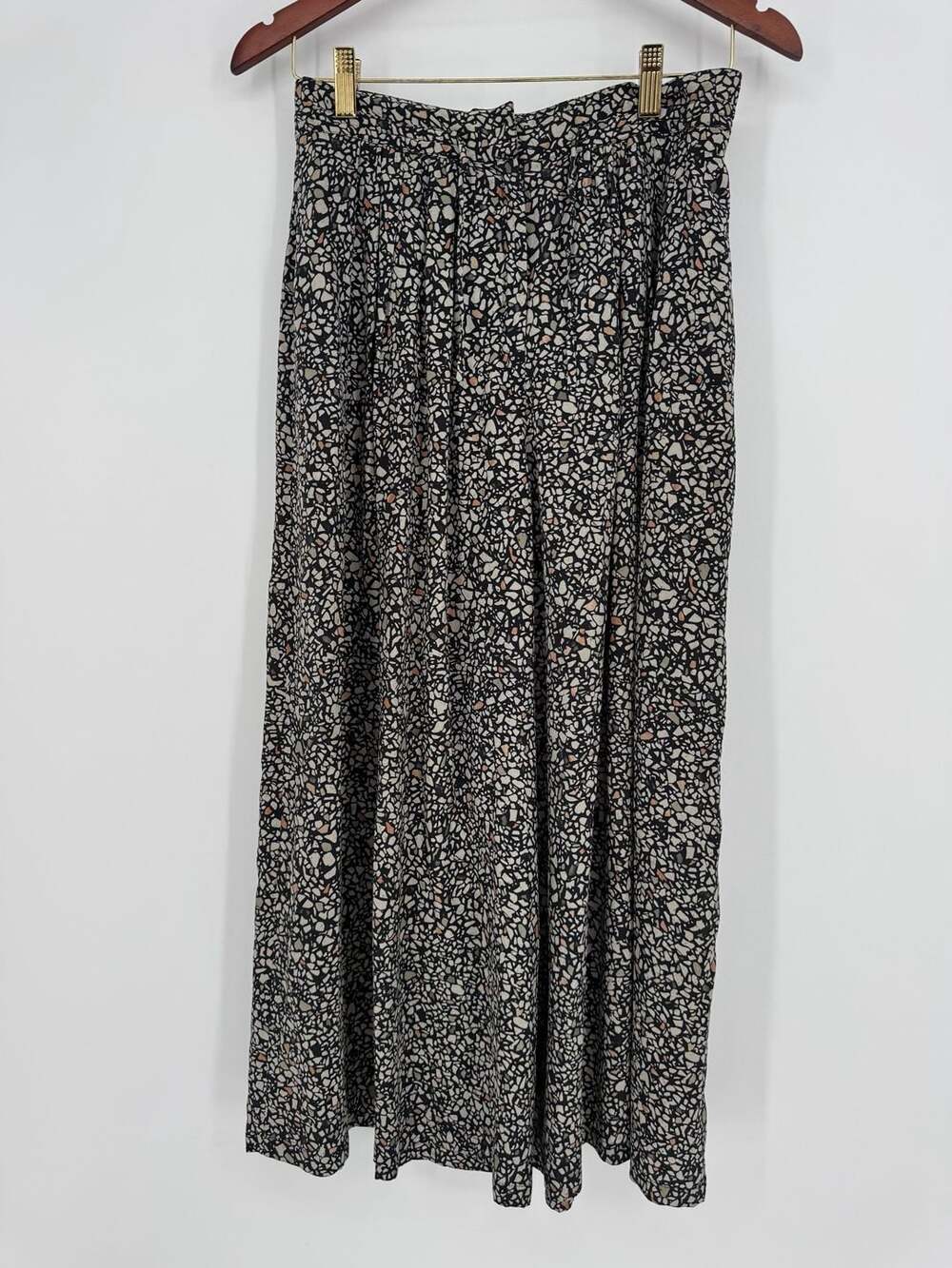 Christian Wijnants Silk Crepe De Chine Terrazzo Print Wide Leg Pants Size 34